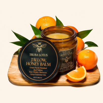 Terra Lotus - Organic Grass-Fed Beef Tallow Balm with Raw Honey - Moisturizing Cream - Handmade All-Natural Moisturizer